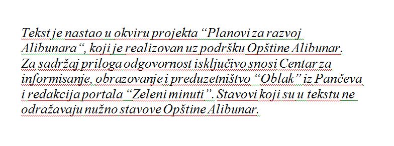 natpis ispod teksta za zelene minute