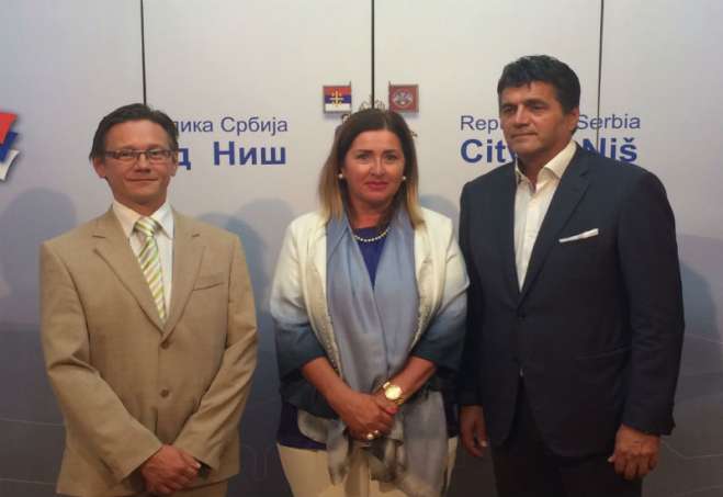 Ričard Maša, predstavnik Delegacije EU u Srbiji, dr Stana Božović, državna sekretarka Ministarstva poljoprivrede i zaštite životne sredine i  Darko Bulatović, gradonačelnik Niša
