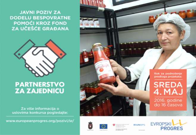 Evropski Progres je objavio Poziv za dostavljanje predloga projekata koje zajednički realizuju organizacije civilnog društva i institucije lokalnih samouprava
