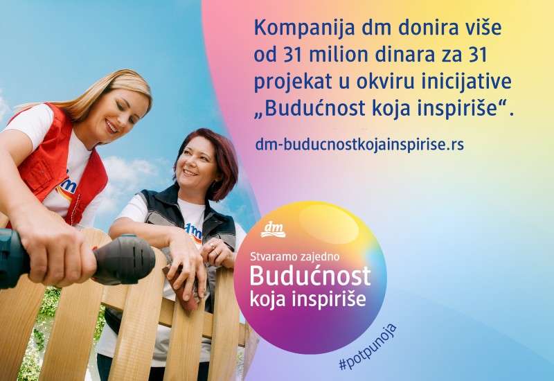 Među pristiglim prijavama velikih organizacija, manjih udruženja i lokalnih inicijativa odabran je 31 projekat, a dm će pružiti finansijsku podr&scaron;ku za njihovu realizaciju
